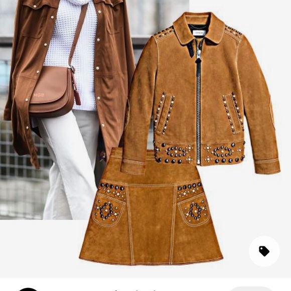 Coach lamb suede leather jacket with studs - Picture 4 of 11